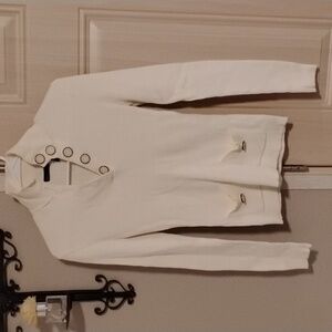 *SOLD* 🌸Moda International Cream ¼ Button Thick Ribbed Sweater w Pockets M